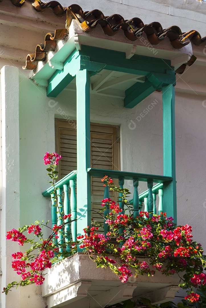 Varanda de uma casa em Cartagena Colombia