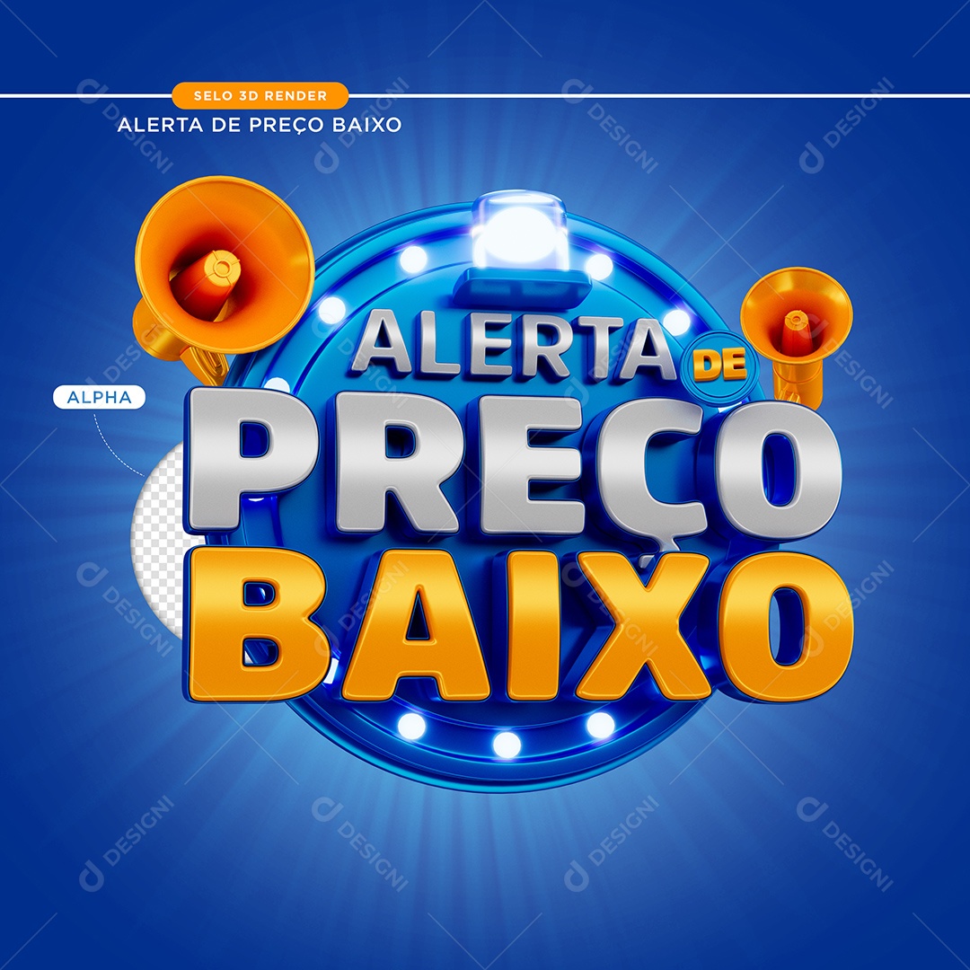 Selo 3D Alerta do Preço Baixo Para Composição PSD