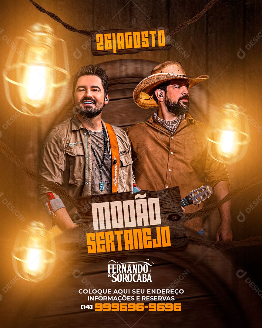 Social Media Flyer Modão Sertanejo Fernando e Sorocaba PSD Editável