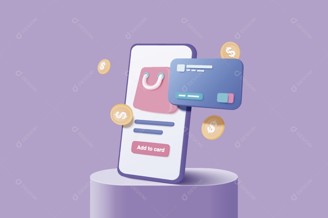 Compras com Cartão de Crédito em Loja Online Ilustração Vetor EPS