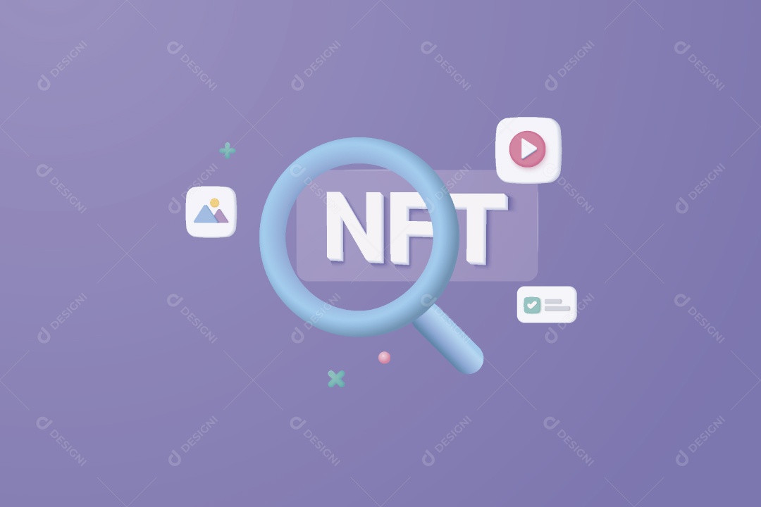 Procurando com Lupa NFT Ilustração Vetor EPS
