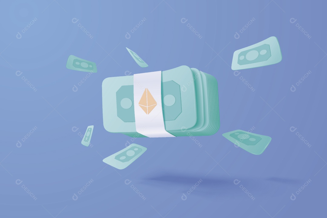 Notas de Dinheiro Embalado Ilustração Vetor EPS