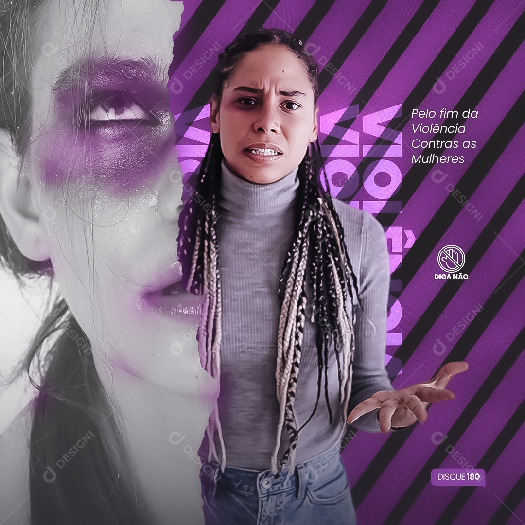 Agosto Lilás Violência Social Media PSD Editável