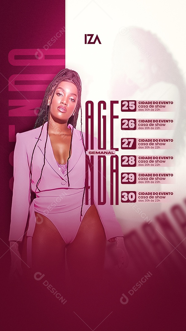 Story Agenda Semanal Social Media PSD Editável