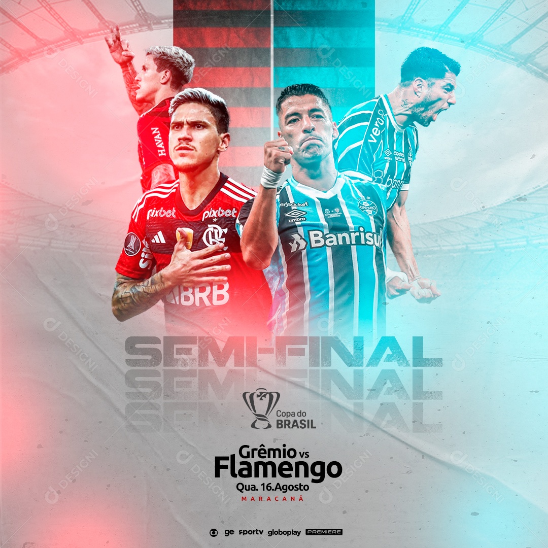 Futebol  Semi-Final Flamengo X Grêmio Social Media PSD Editável