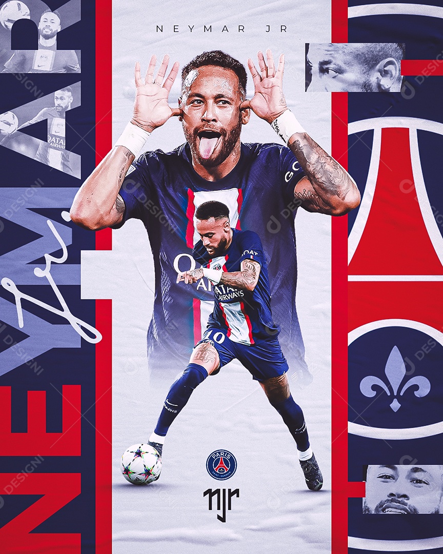 Futebol Neymar JR Time PSG Social Media PSD Editável