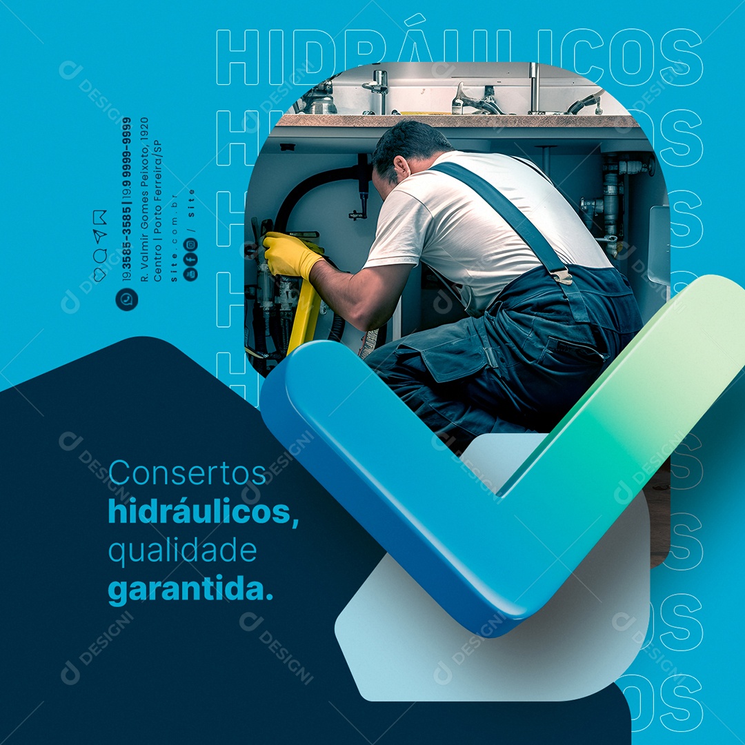 Encanador Consertos Hidráulicos Qualidade Garantida Social Media PSD Editável
