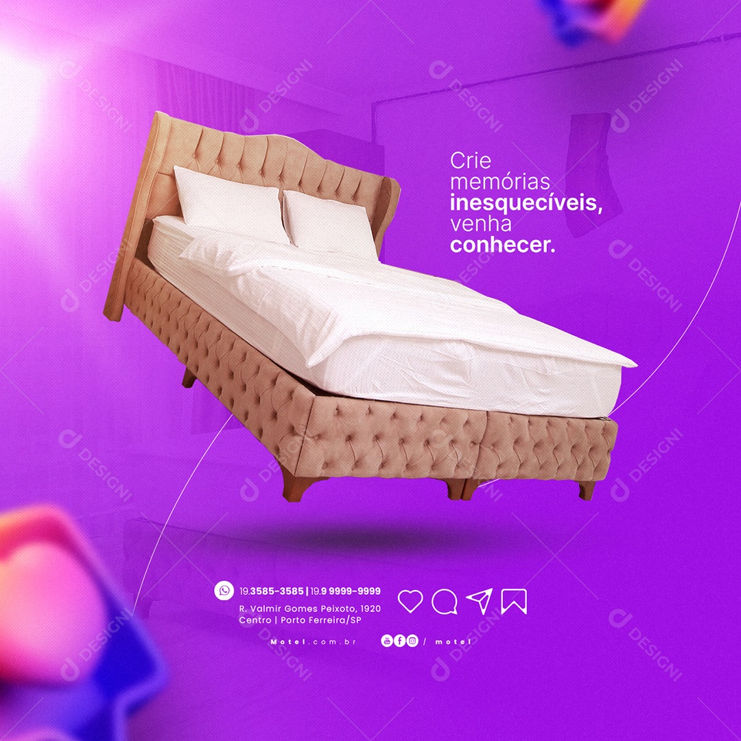 Motel Crie Memórias Inesquecíveis Venha Conhecer Social Media PSD Editável