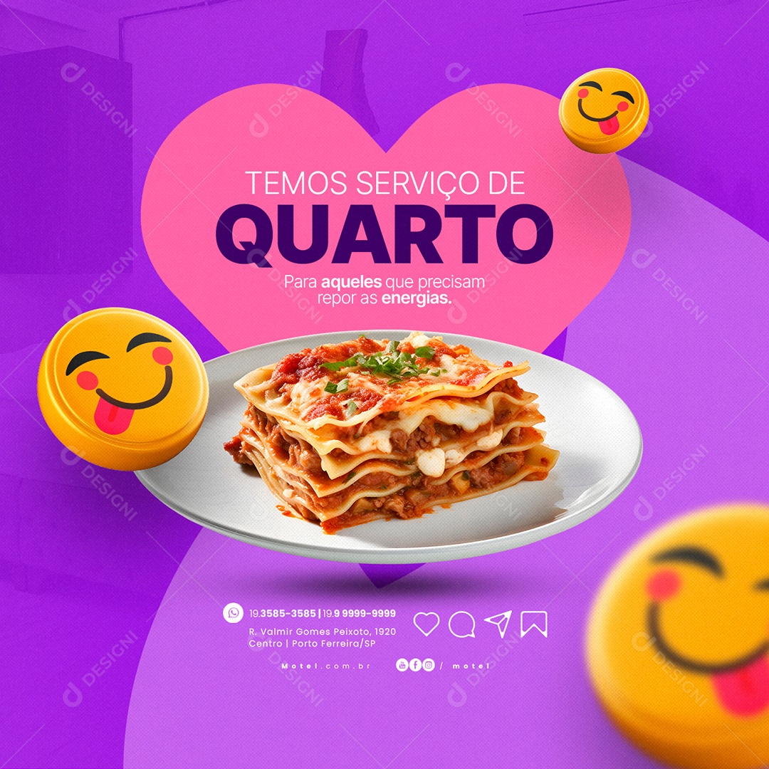 Motel Temos Serviço de Quarto Para Aqueles que Precisam Social Media PSD Editável