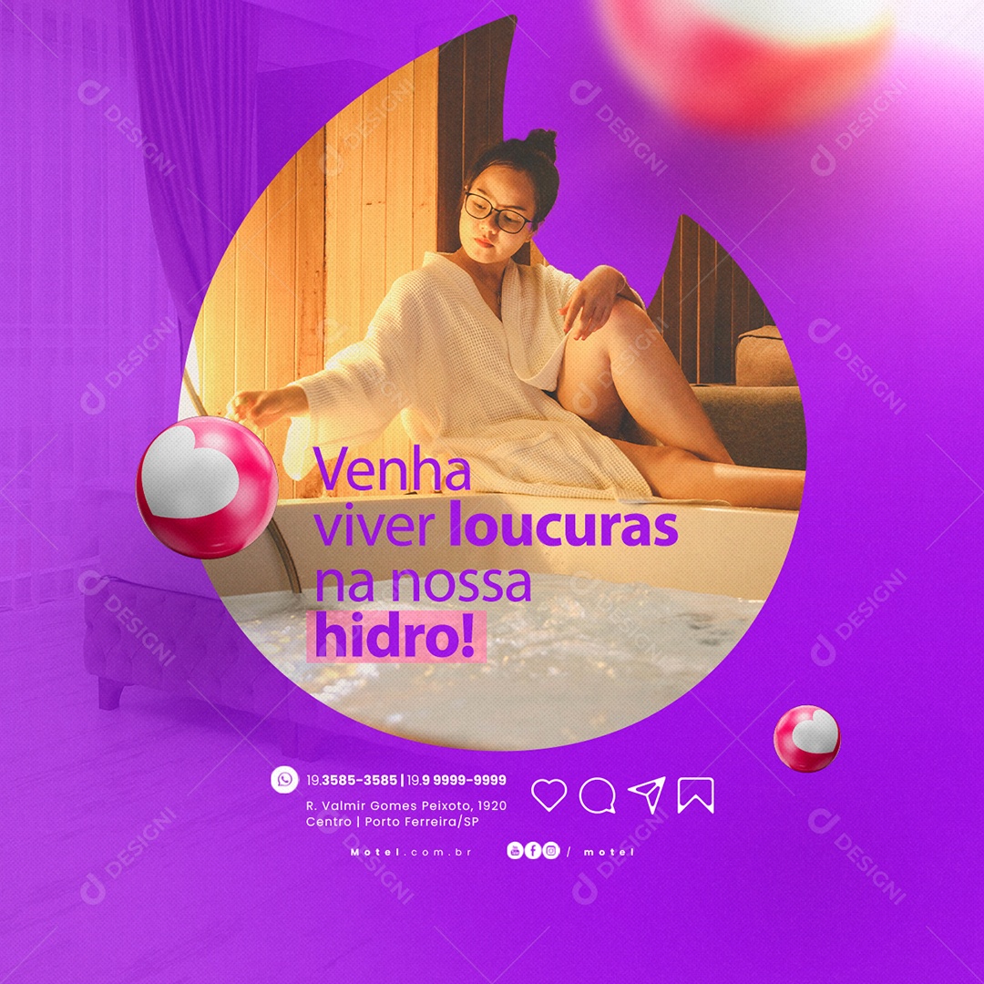 Motel Venha Viver Loucuras na Nossa Hidro Social Media PSD Editável