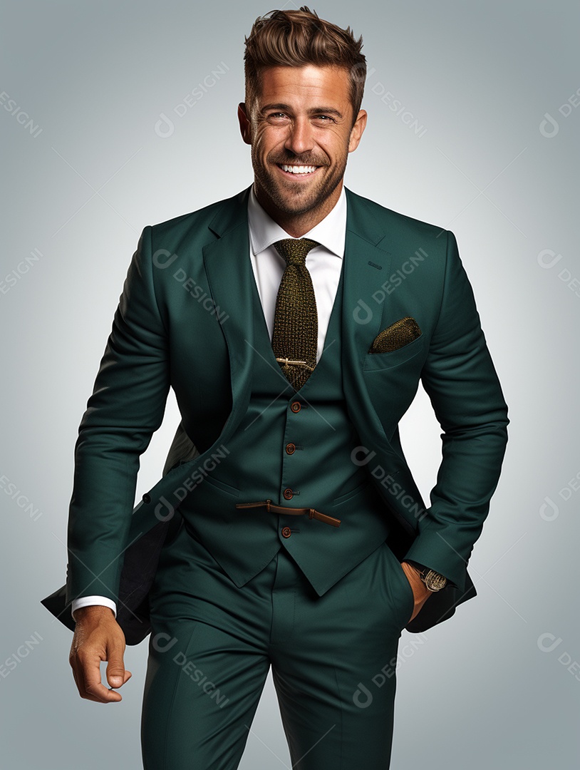 Um homem de negócios moderno e feliz