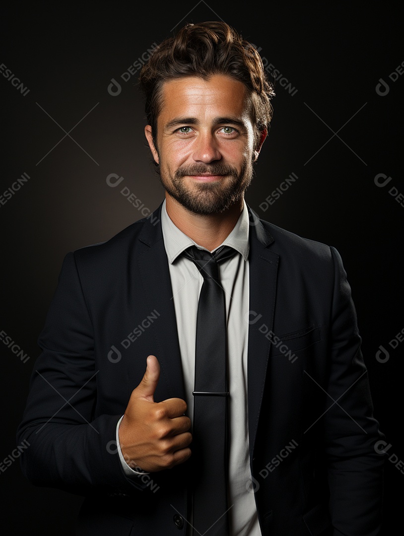 Um homem de negócios moderno e feliz