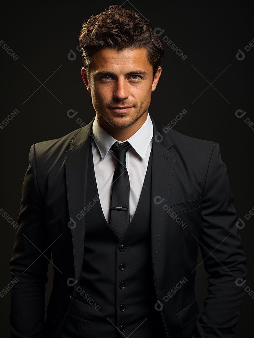 Um homem de negócios moderno e feliz