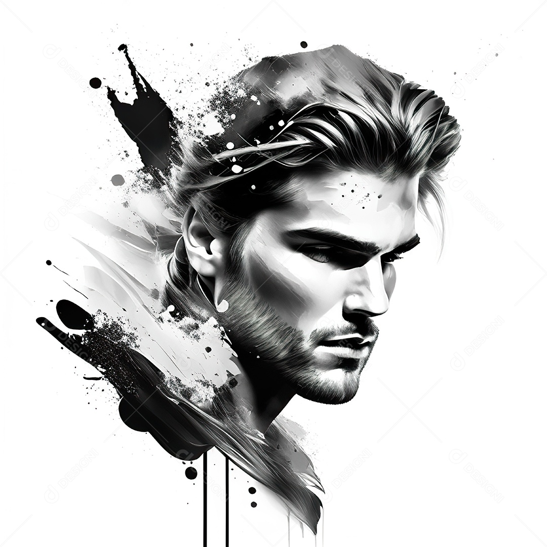 Homem pintar retrato branco fon full hd respingo de tinta