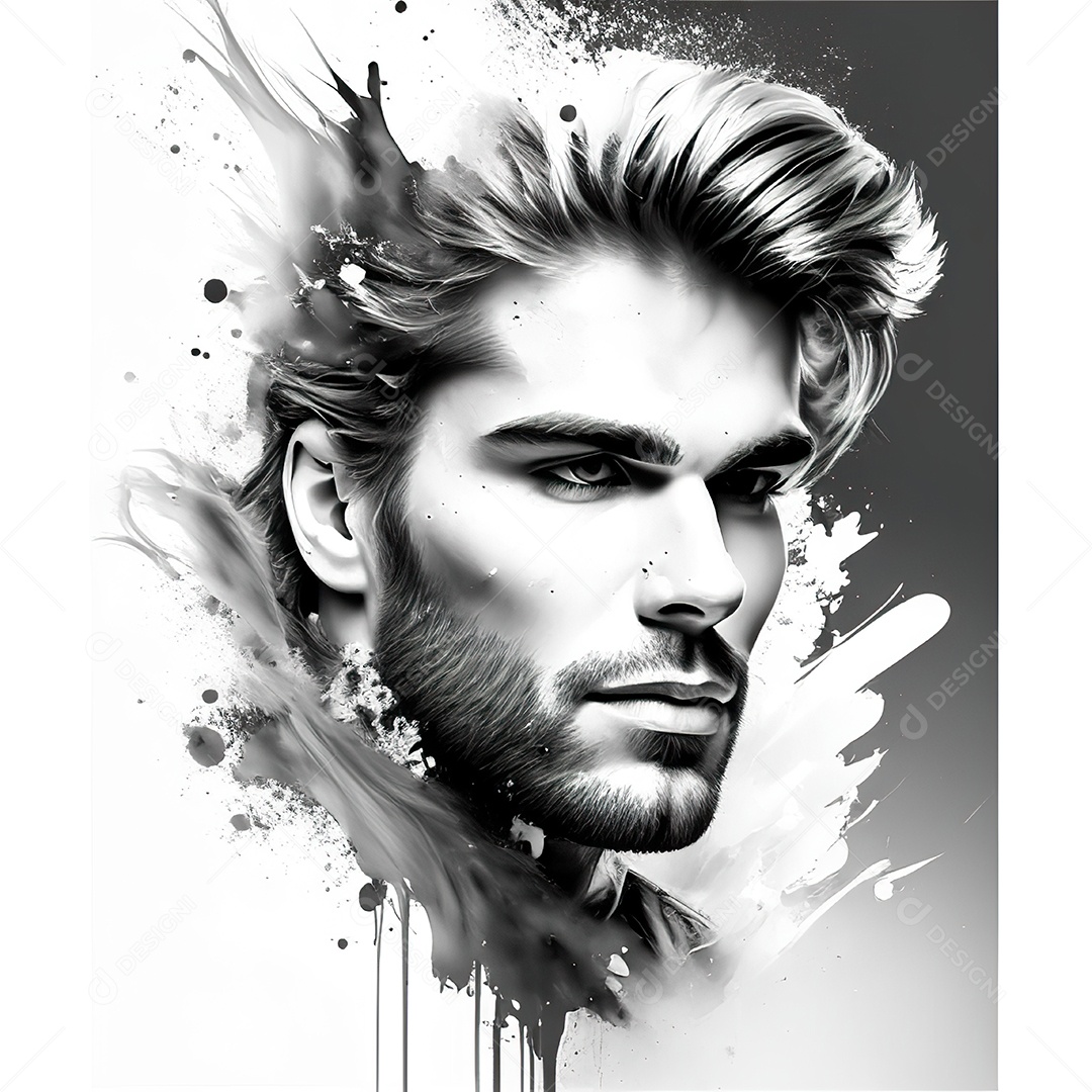 Homem pintar retrato branco fon full hd respingo de tinta