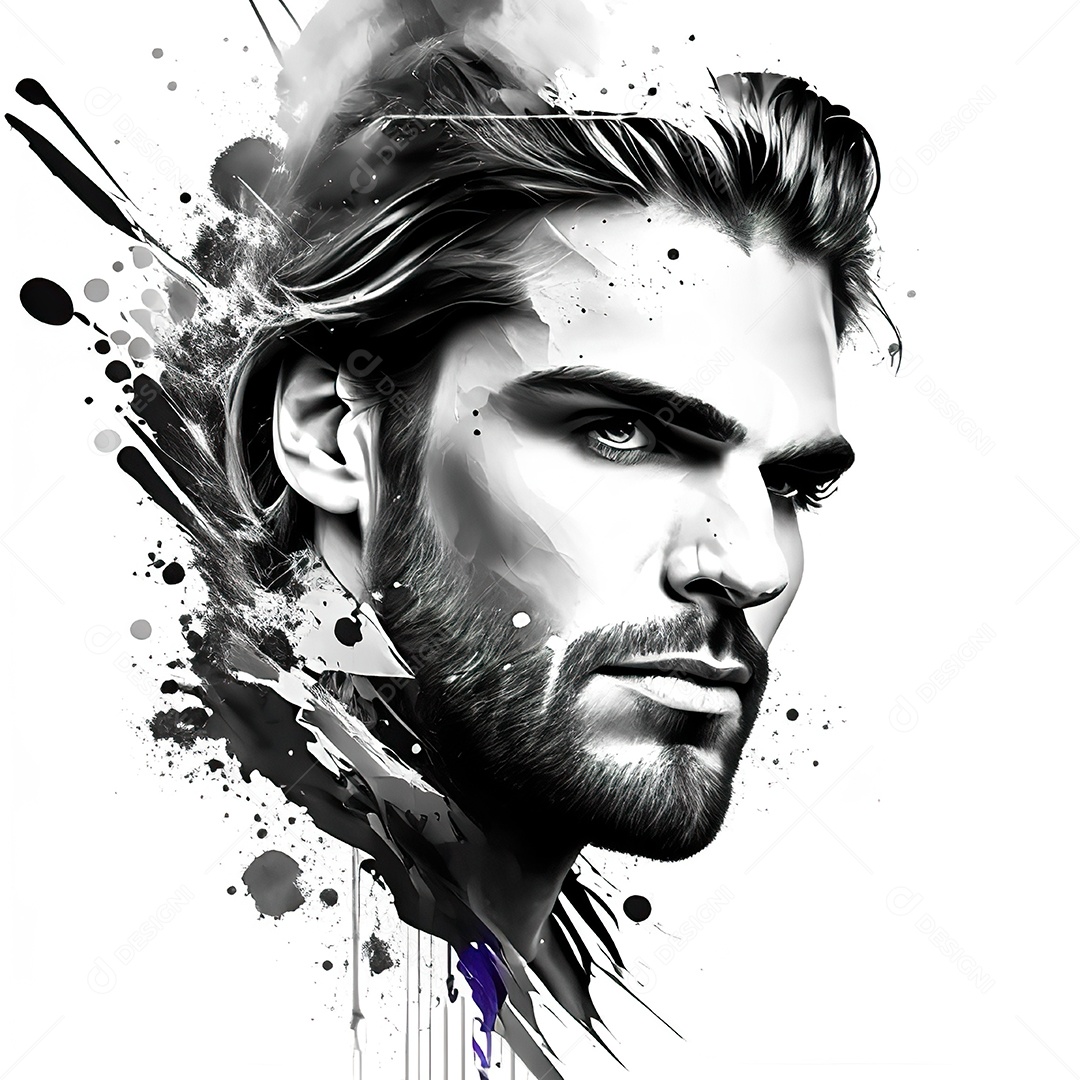 Homem pintar retrato branco fon full hd respingo de tinta