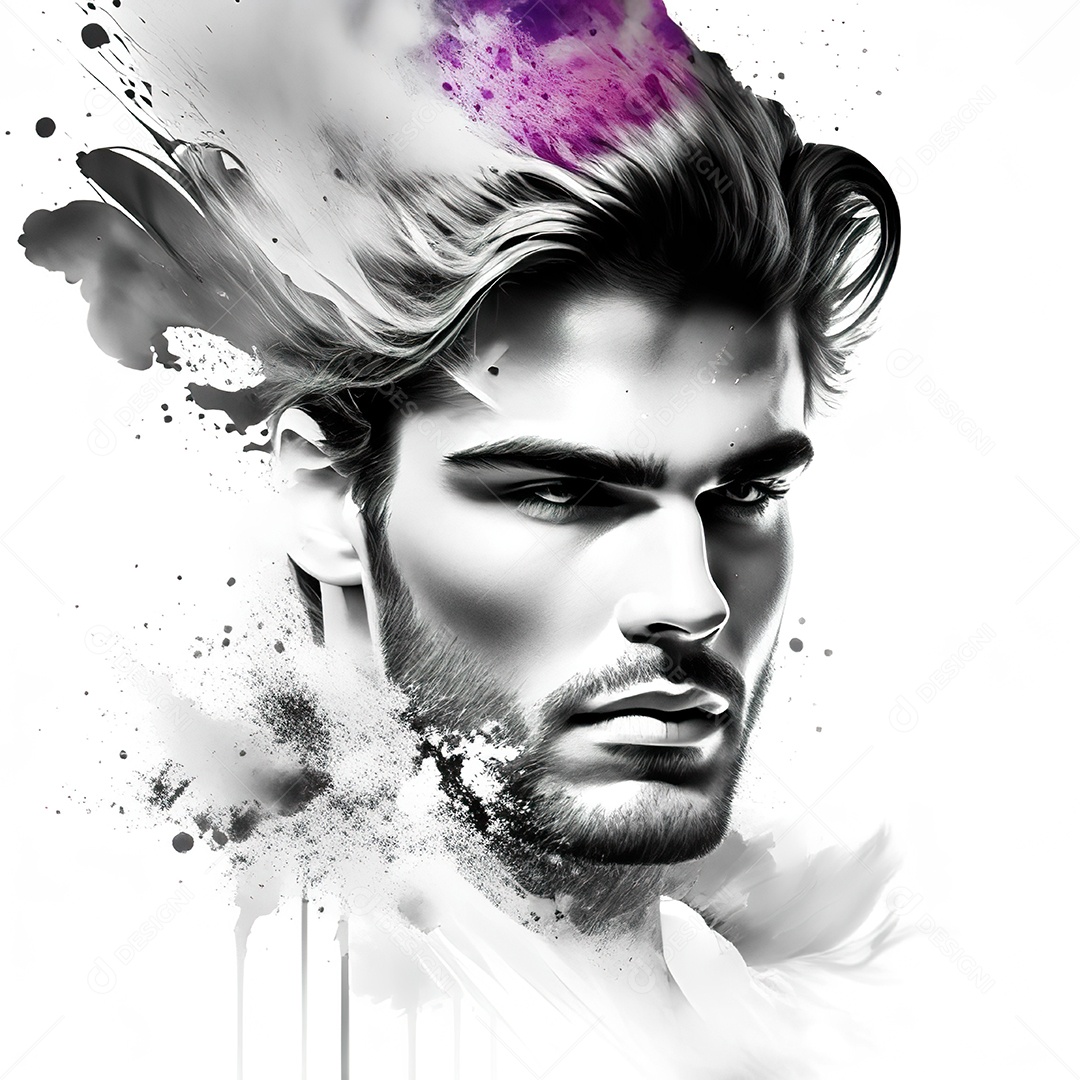 Homem pintar retrato branco fon full hd respingo de tinta