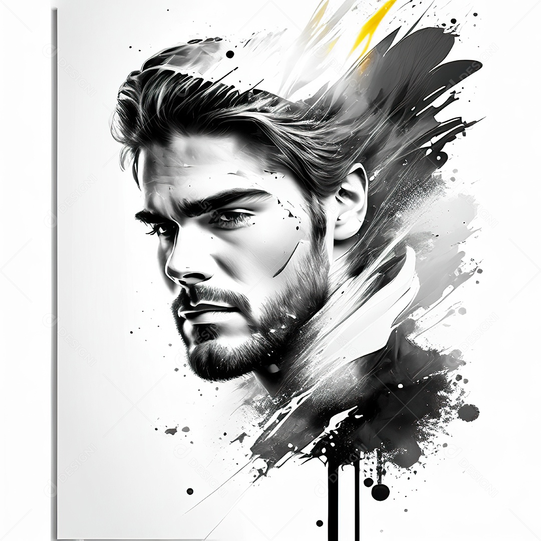 Homem pintar retrato branco fon full hd respingo de tinta