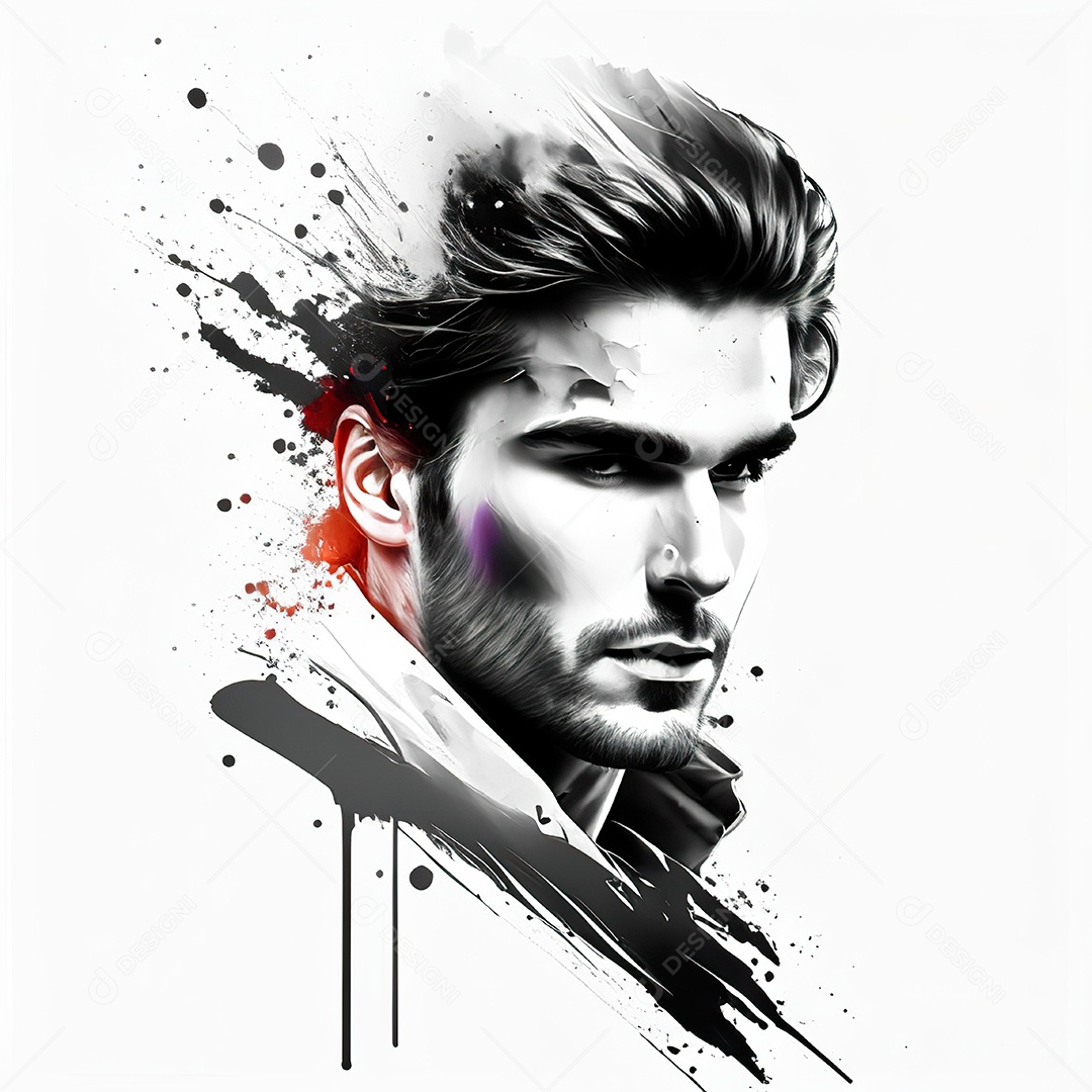 Homem pintar retrato branco fon full hd respingo de tinta