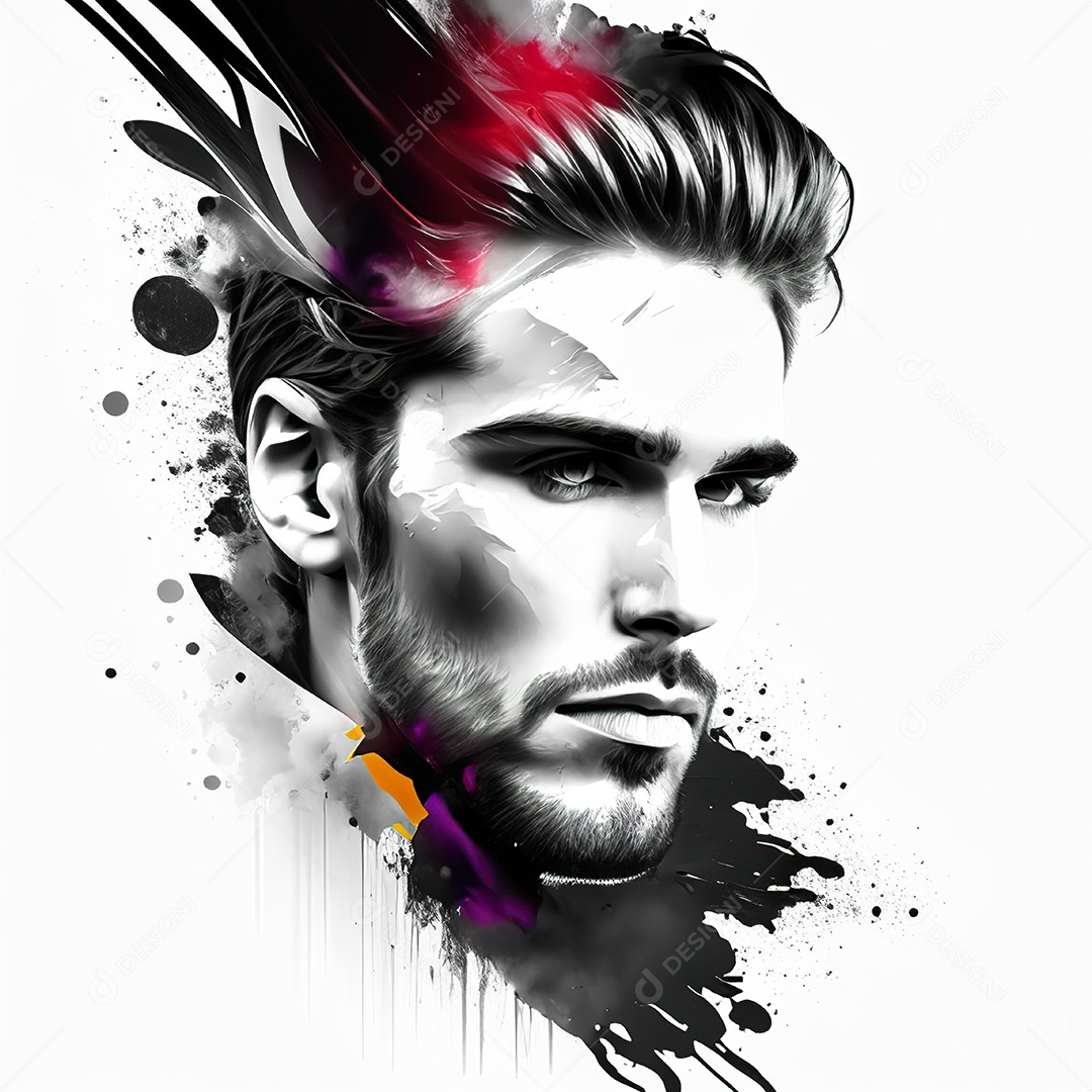 Homem pintar retrato branco fon full hd respingo de tinta