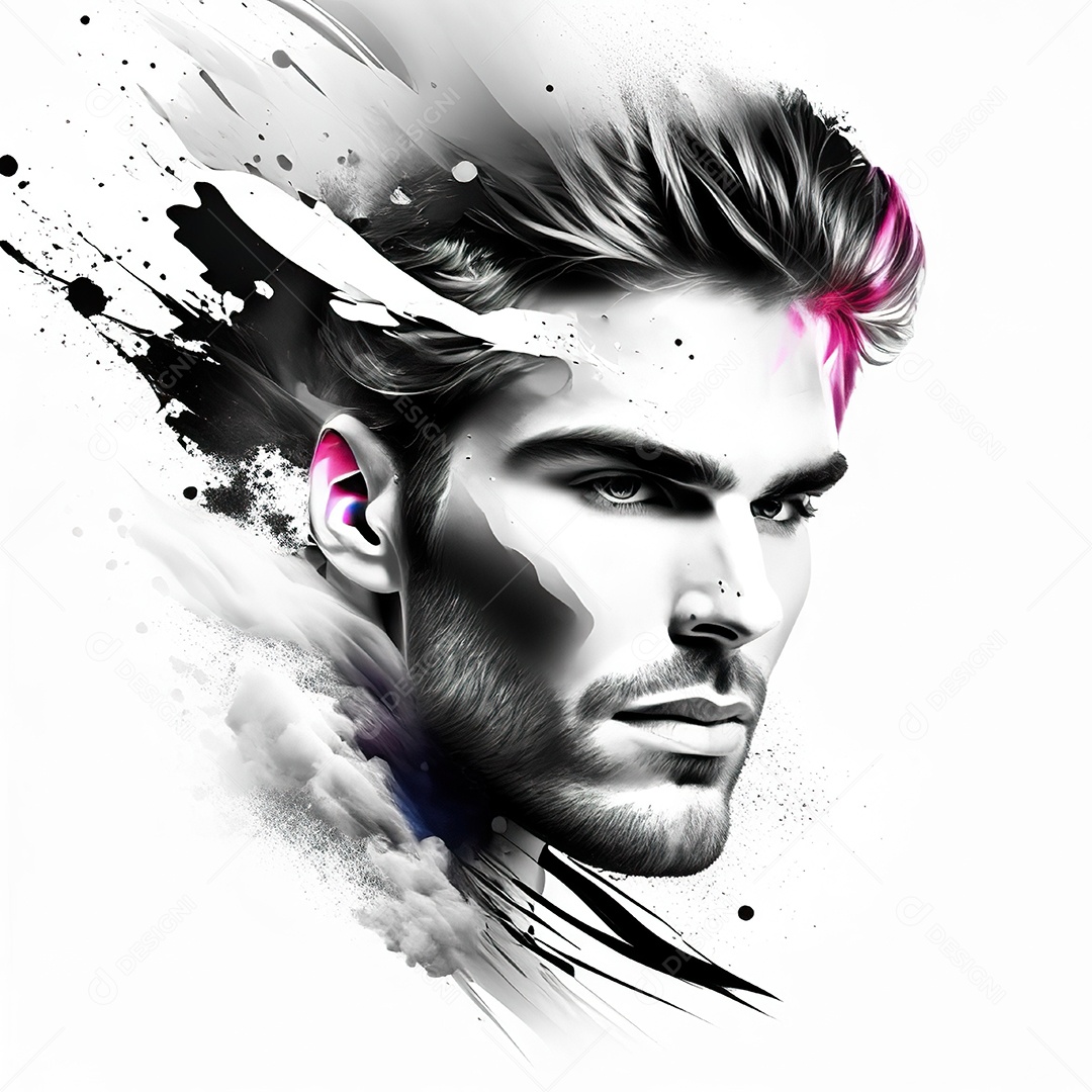 Homem pintar retrato branco fon full hd respingo de tinta