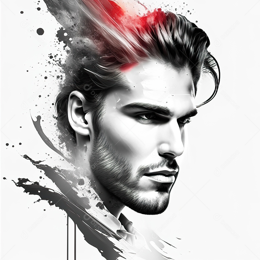 Homem pintar retrato branco fon full hd respingo de tinta