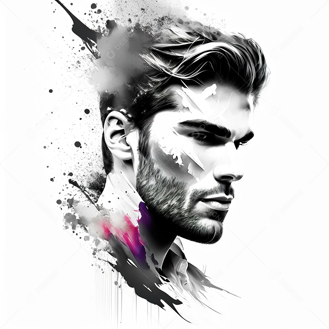 Homem pintar retrato branco fon full hd respingo de tinta