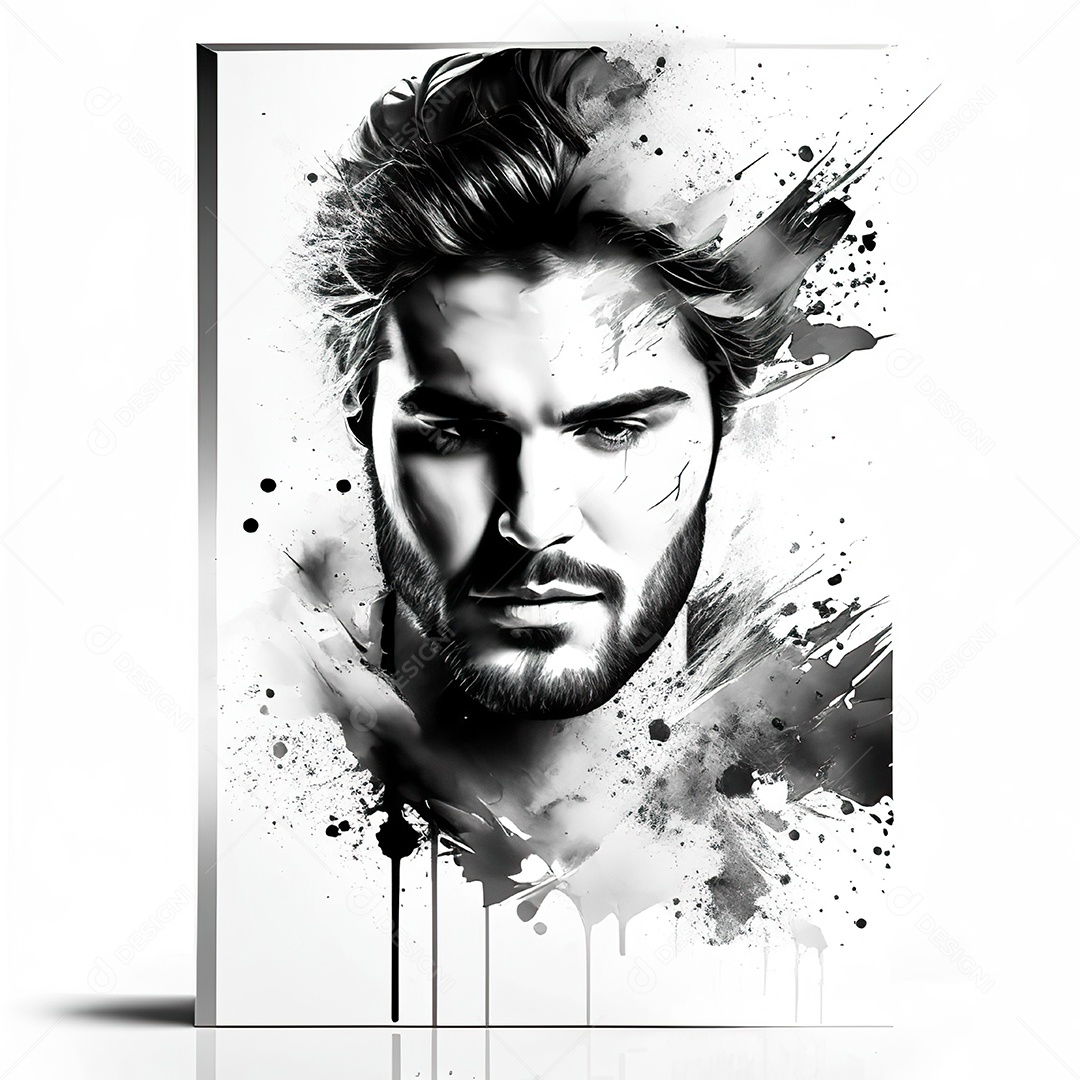 Homem pintar retrato branco fon full hd respingo de tinta