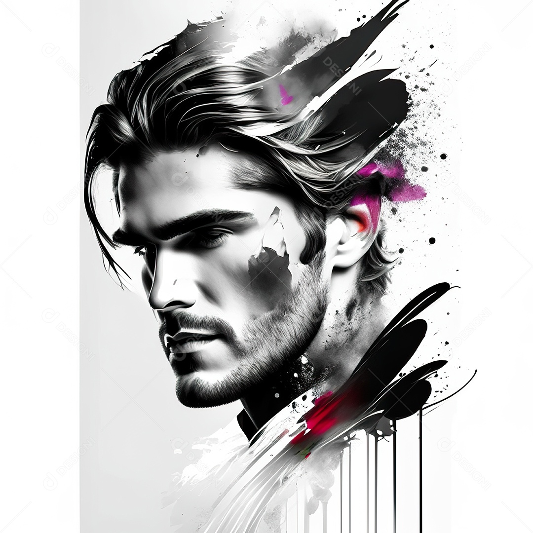 Homem pintar retrato branco fon full hd respingo de tinta