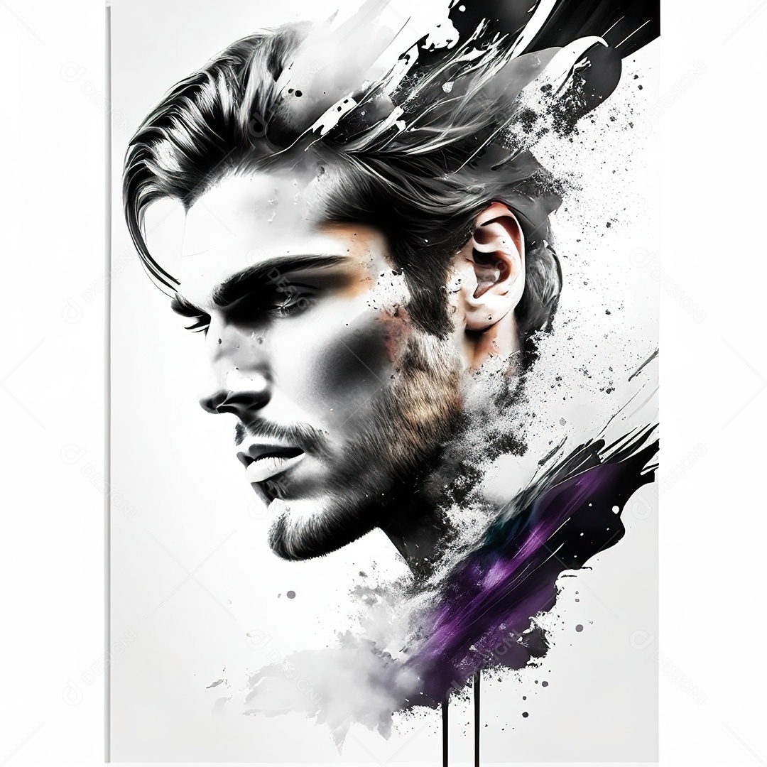 Homem pintar retrato branco fon full hd respingo de tinta