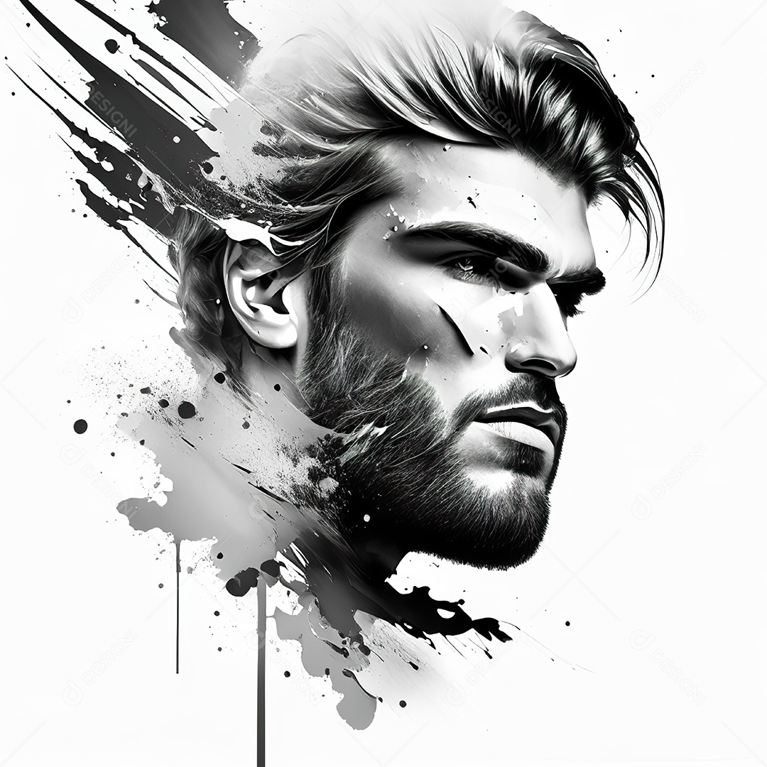 Homem pintar retrato branco fon full hd respingo de tinta