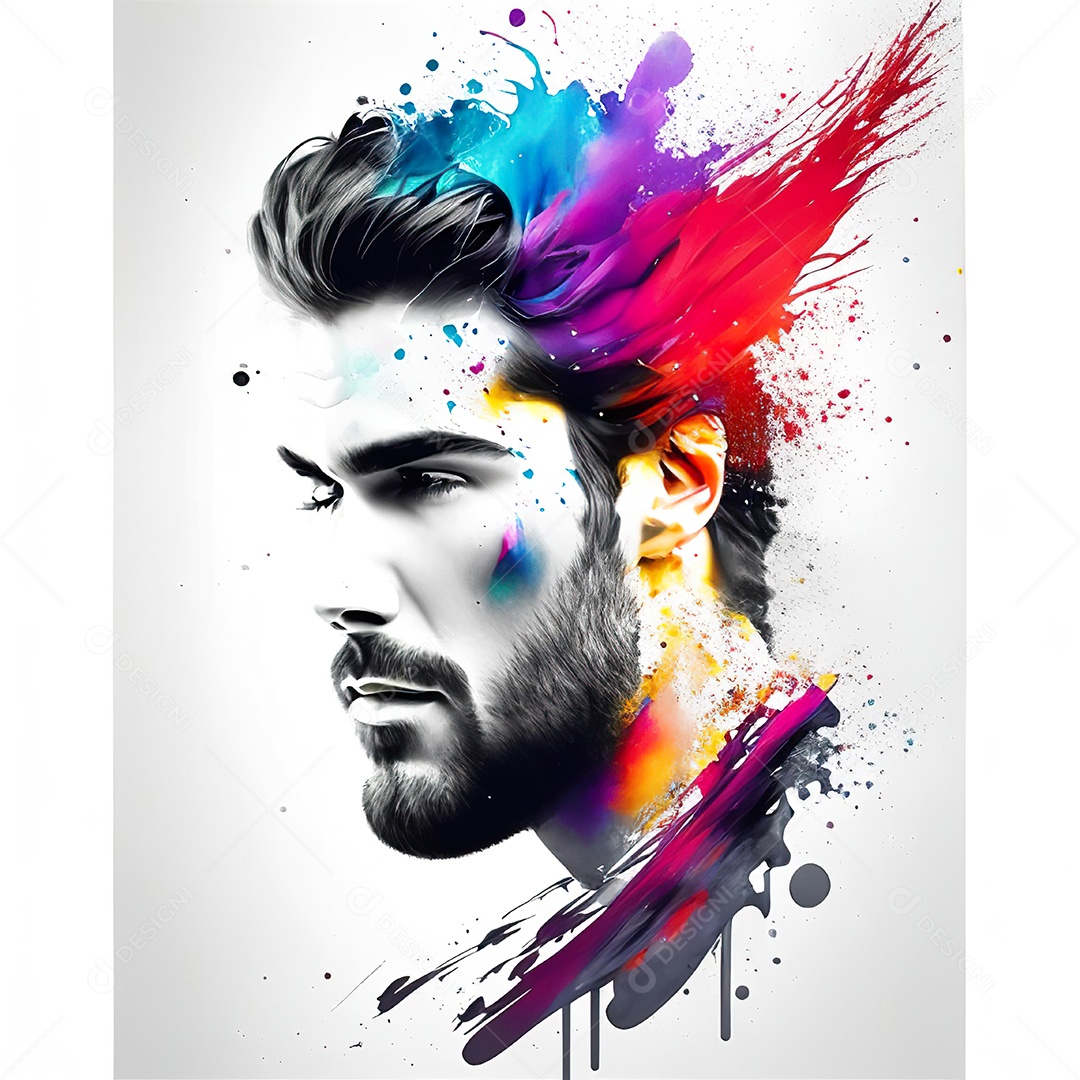 Homem pintar retrato branco fon full hd respingo de tinta