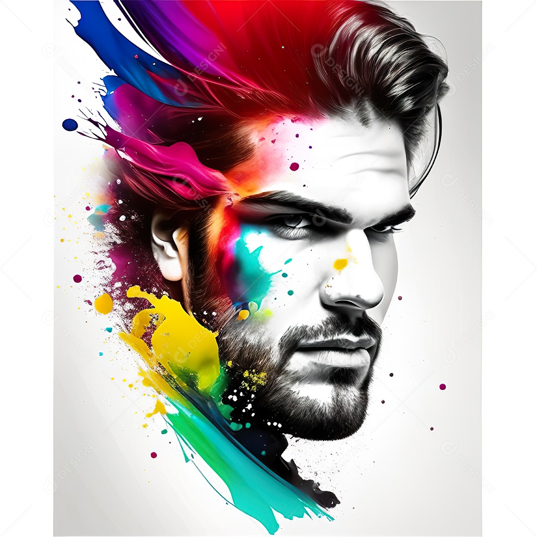 Homem pintar retrato branco fon full hd respingo de tinta