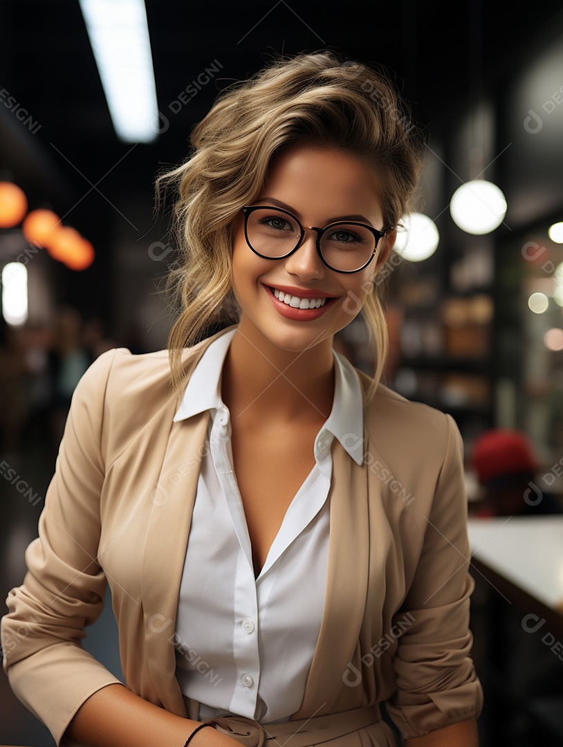 Linda mulher de negócios sorridentes