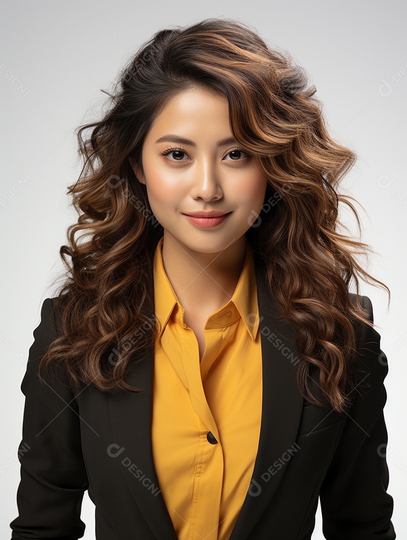 Uma mulher de negócios asiática feliz Sorriso no rosto