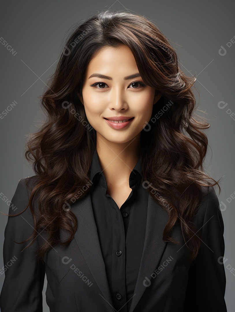 Uma mulher de negócios asiática feliz Sorriso no rosto