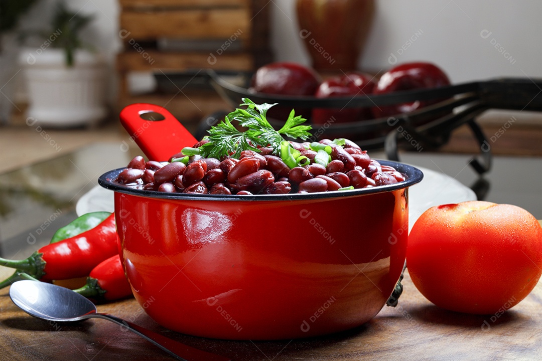 Feijão cozido e temperado