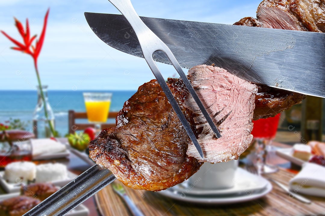 Picanha assada no espeto