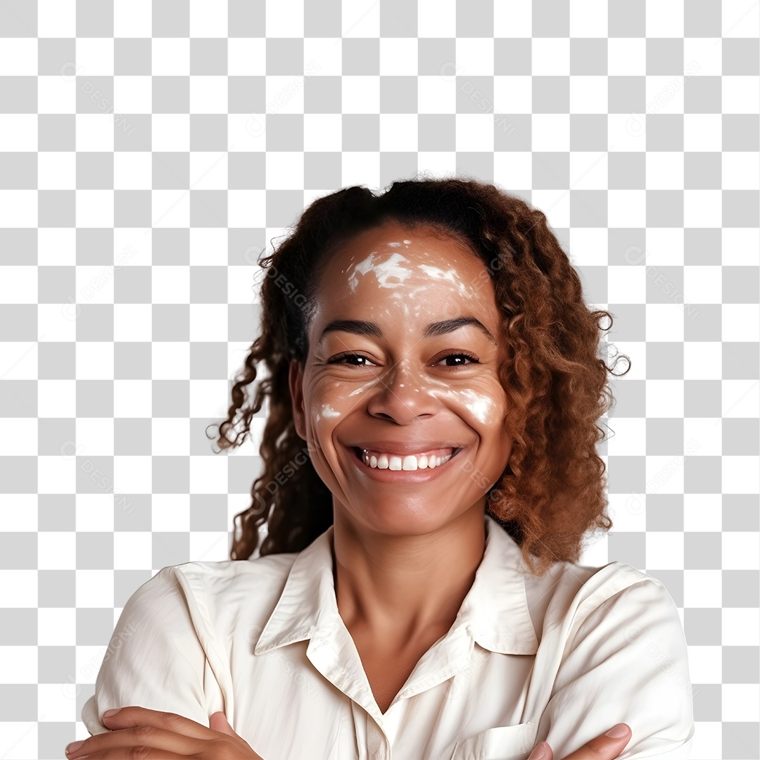 Mulher com Vitiligo PNG Transparente