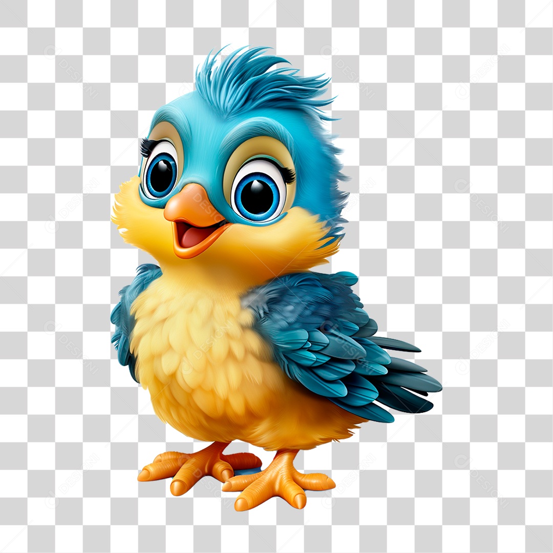 Pássaro Azul com Peito Amarelo  PNG Transparente