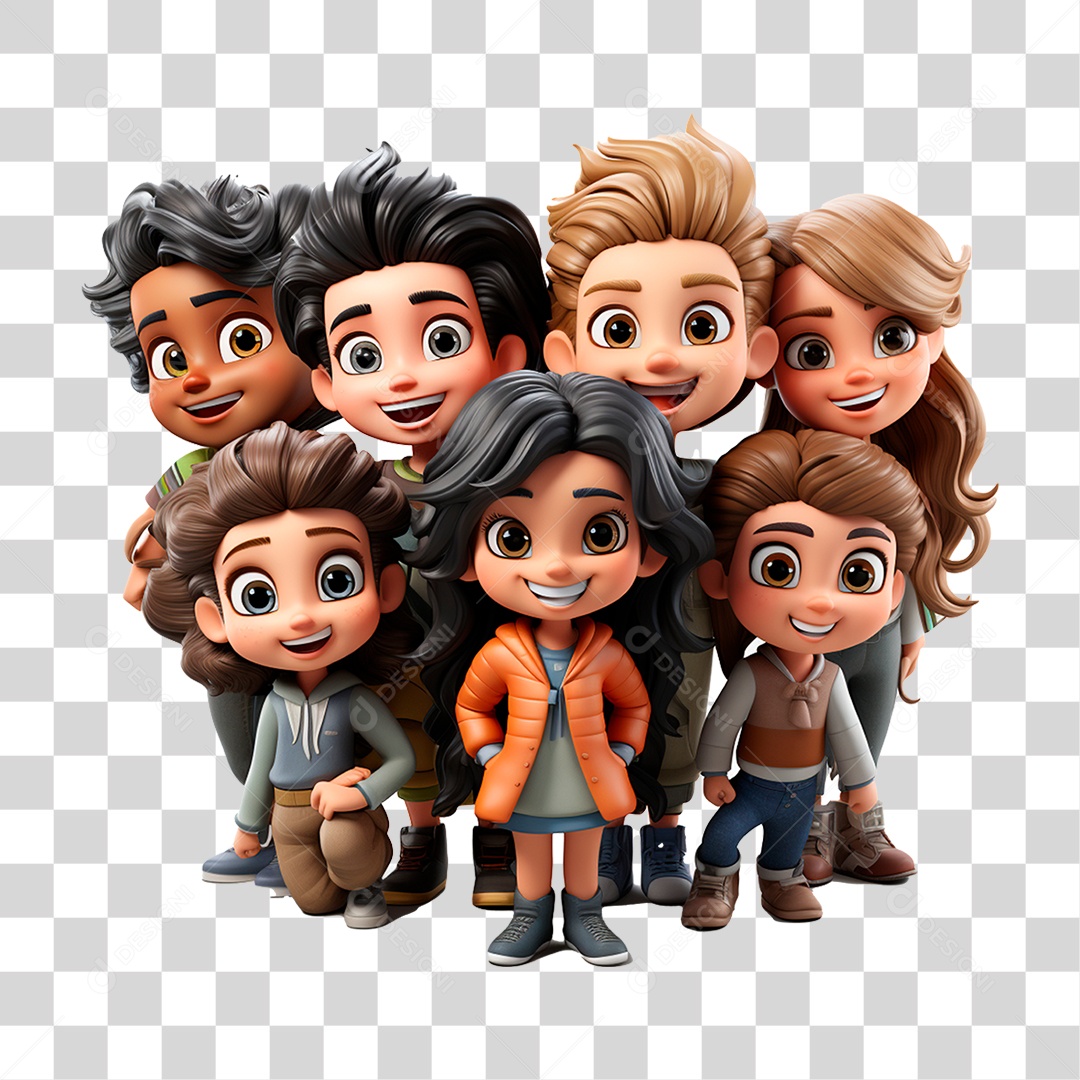 Grupo de Crianças Sorrindo  PNG Transparente