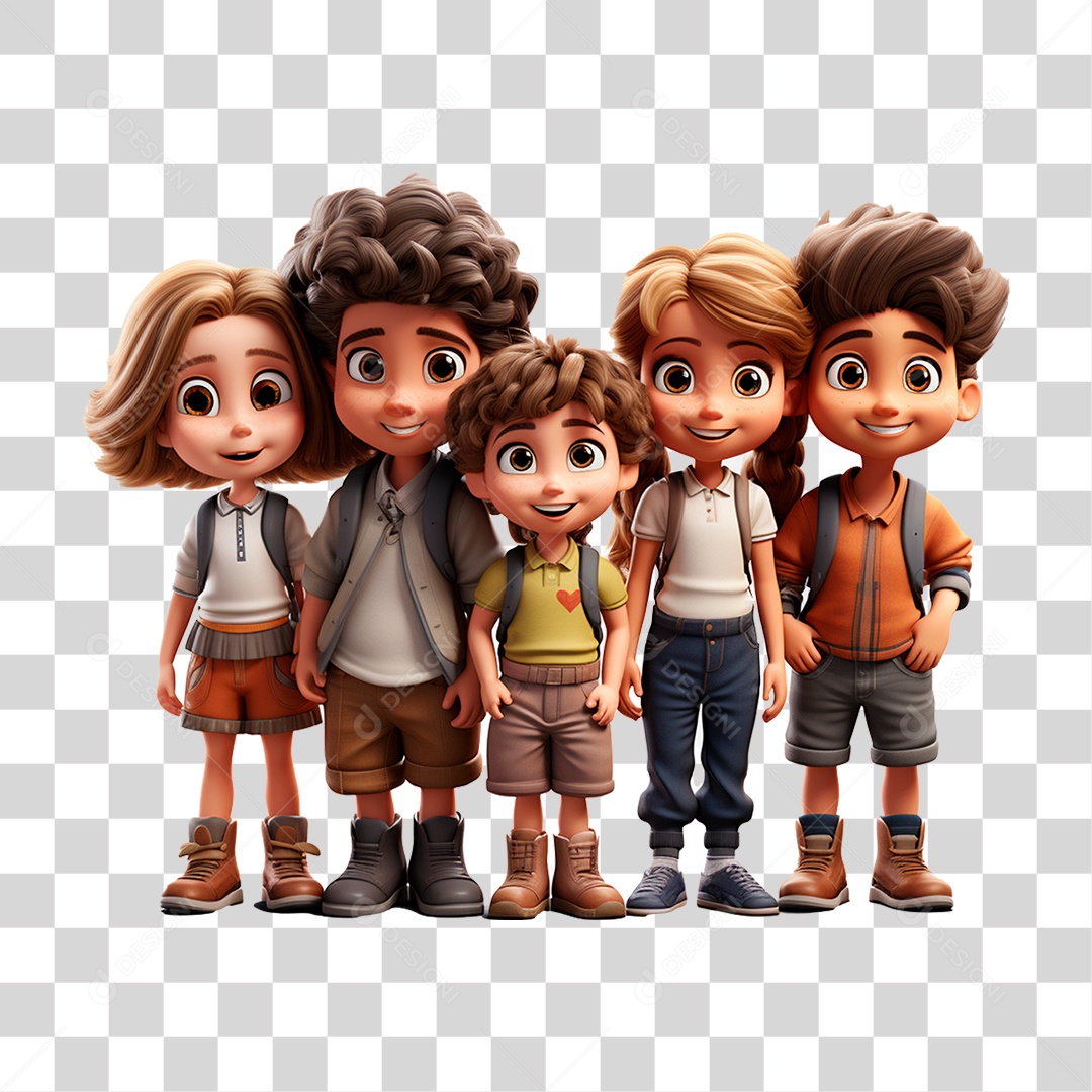 Grupo de Crianças Sorrindo  PNG Transparente