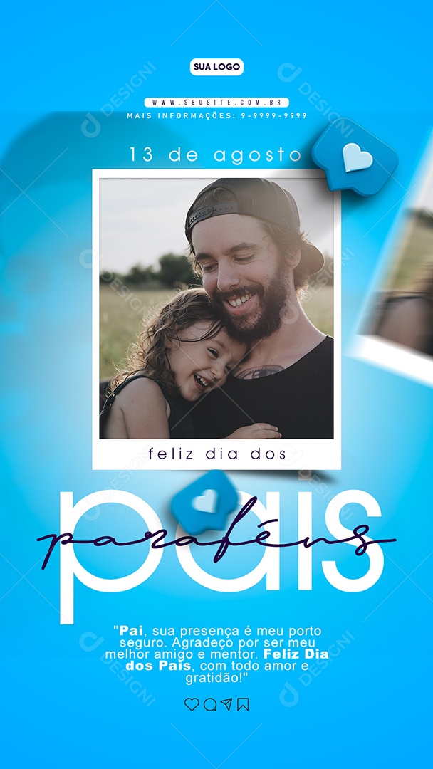Story Feliz Dia Dos Pais 13 De Agosto Social Media PSD Editável