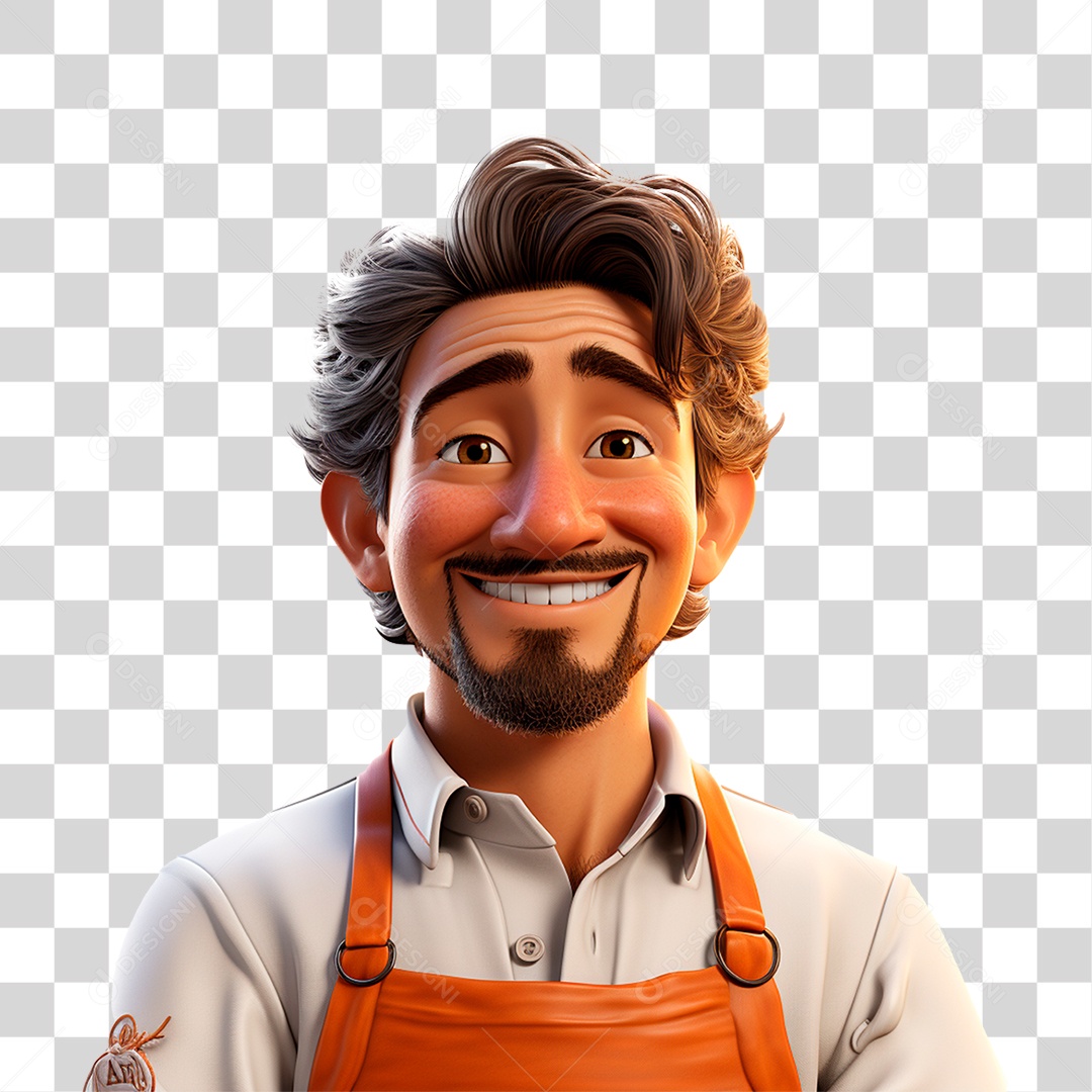 Homem com Avental Sorrindo  PNG Transparente