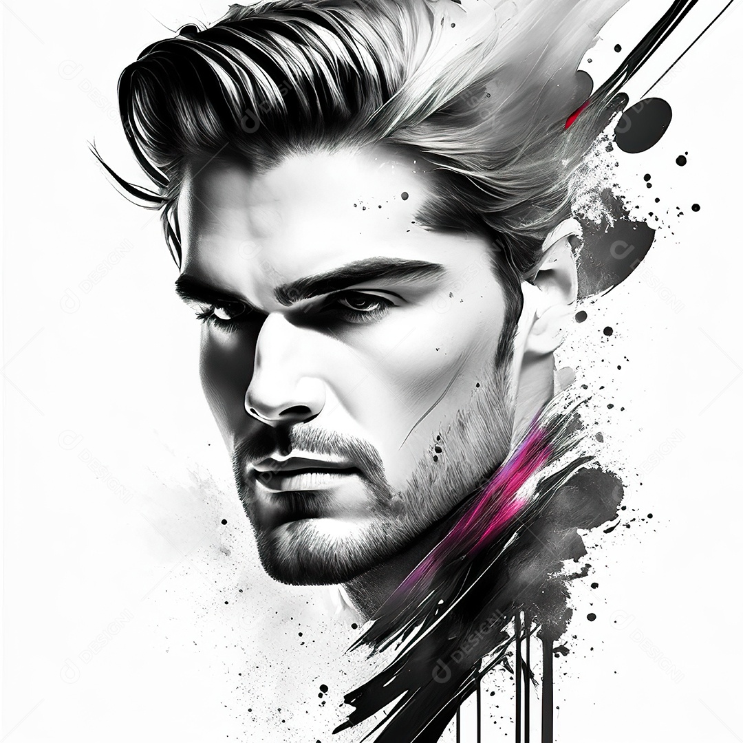 Homem pintar retrato branco respingo de tinta