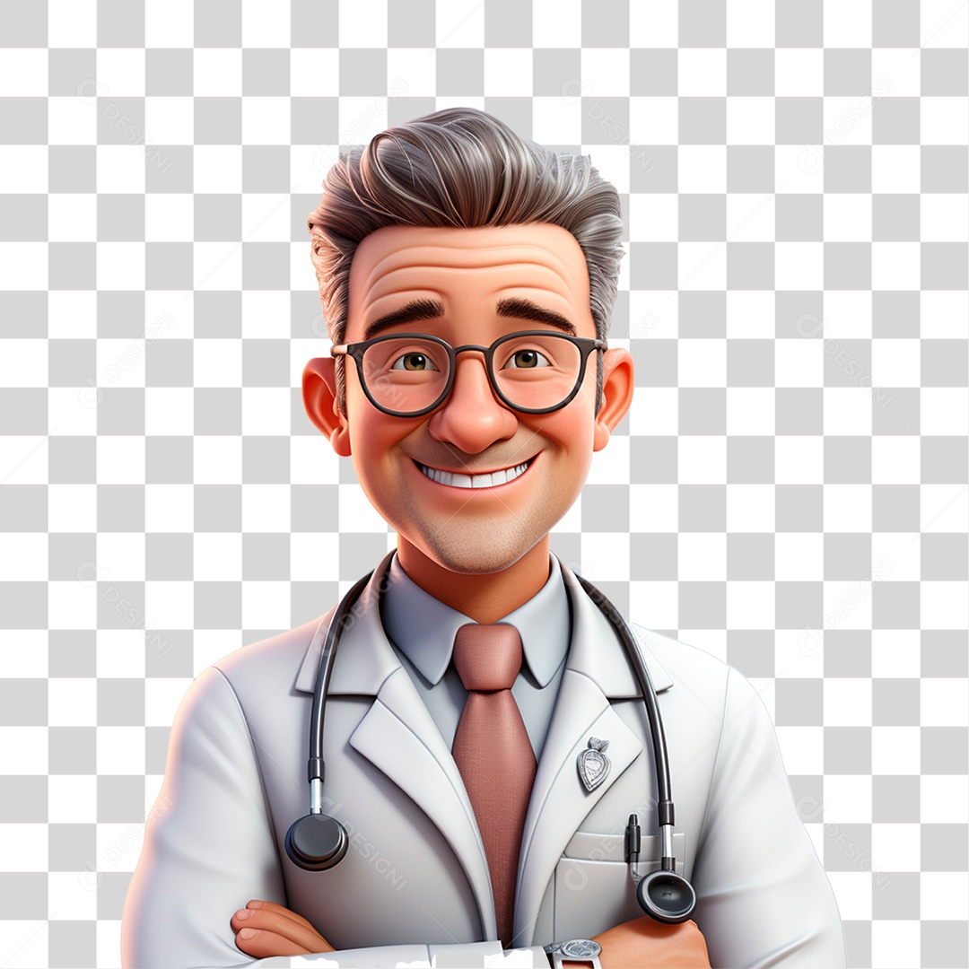 Médico com Uniforme PNG Transparente