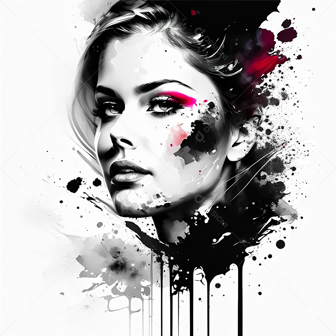 Mulher pintar retrato branco tinta splay