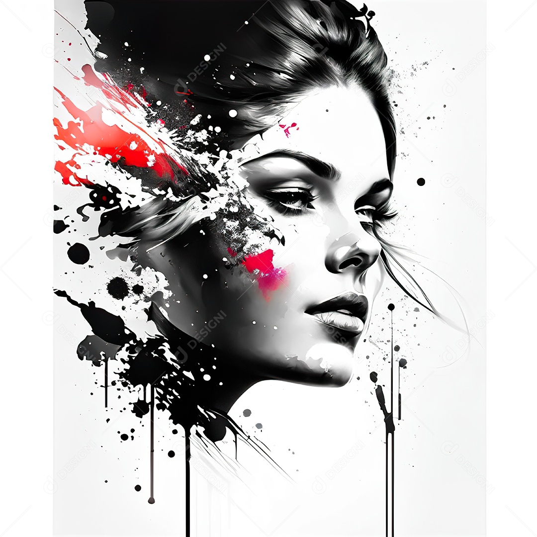 Mulher pintar retrato branco tinta splay