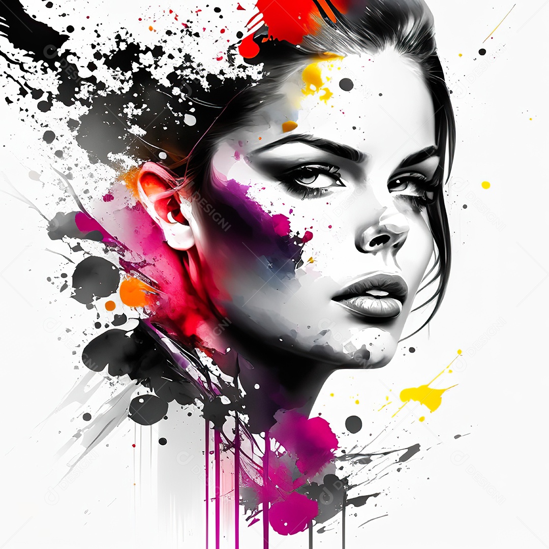 Mulher pintar retrato branco tinta splay