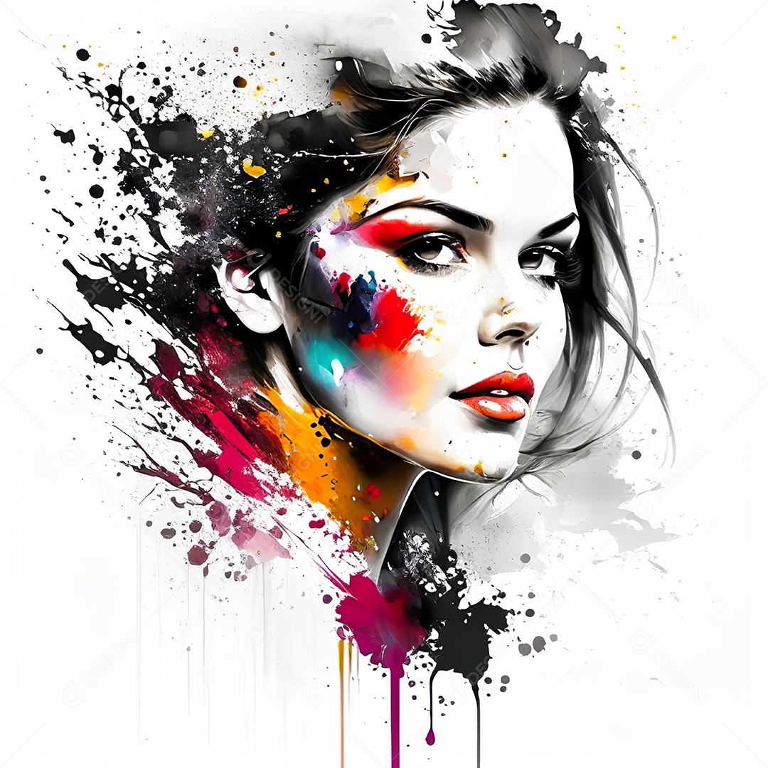 Mulher pintar retrato branco tinta splay
